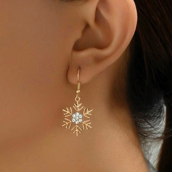 Simple yet elegant metal snowflake earrings - Picture 3 of 4